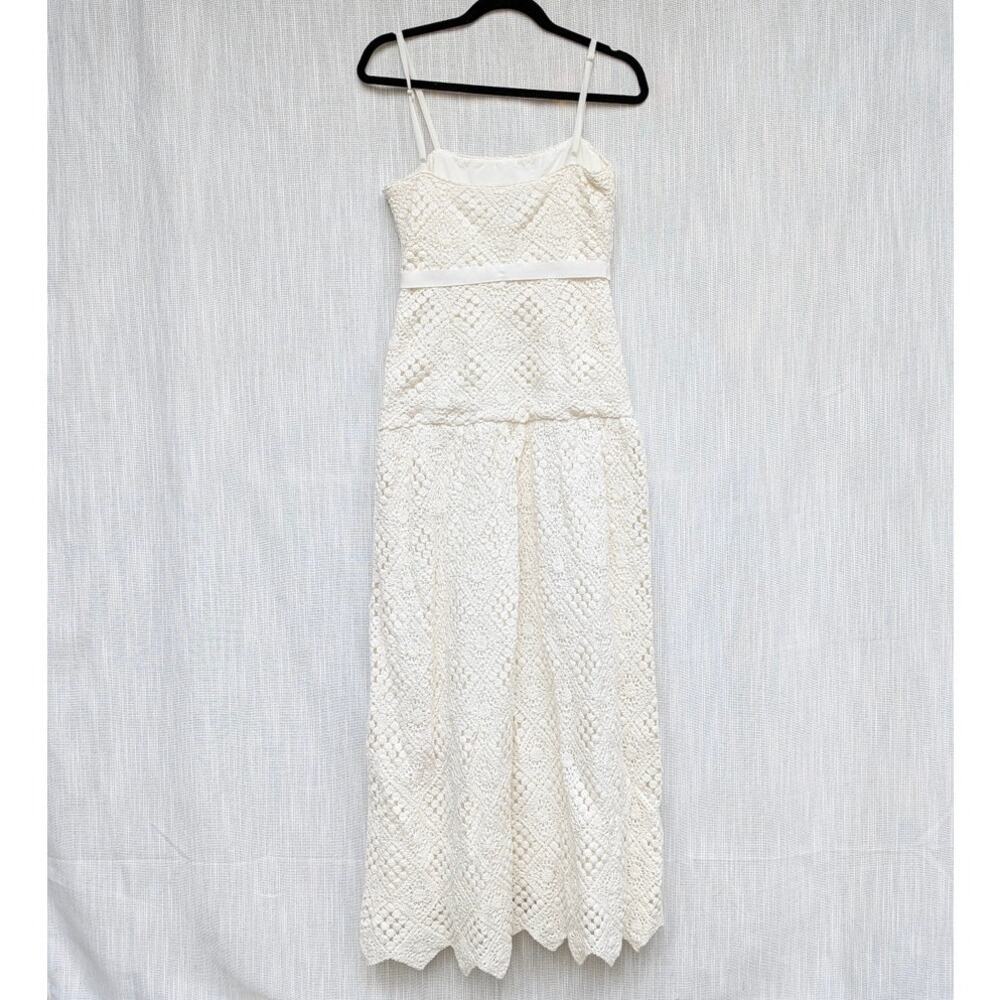 Saylor Evangelina Crochet Dress Womens XS White Sleeveless Cotton Midi Maxi - Picture 4 of 11